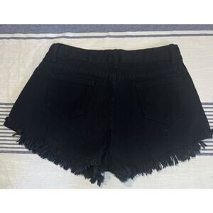 Shein Womens Shorts Black Denim Distressed Jean Shorts Women’s Small EUC